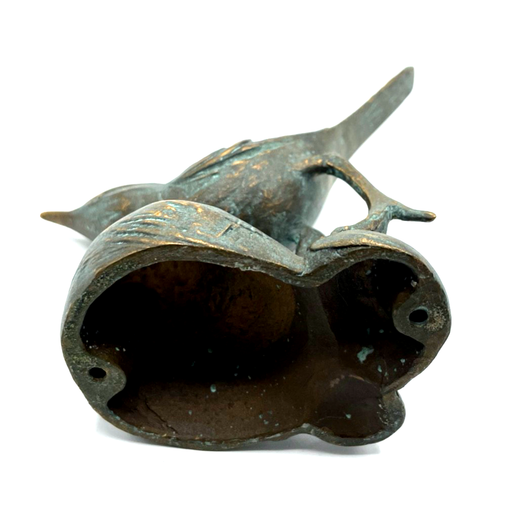 Strassacker Bronze Plastik mit Patina Vogel vollplastisch H 17 cm mit Stempel4