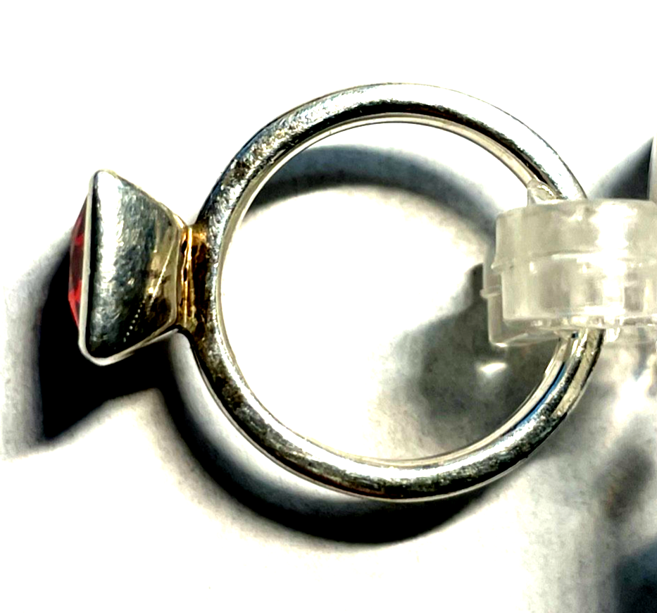 LUMANI moderner solider 925 Silber Ring orange-rot Farbstein Ø 17 mm RG 546