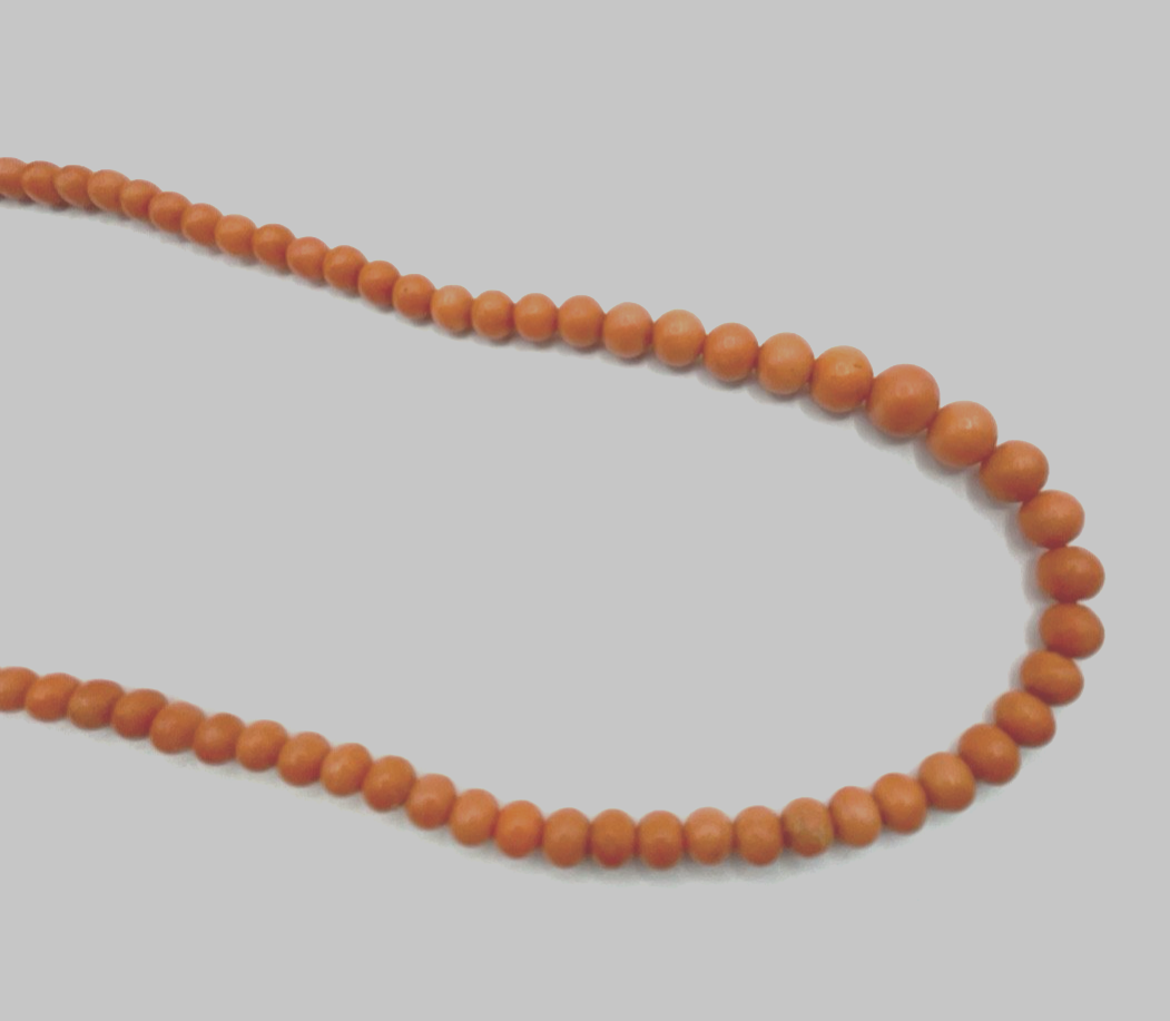 Antik Korallenkette lachsfarbig Lachskoralle L 45 cm Kugelkette Verlauf Double4
