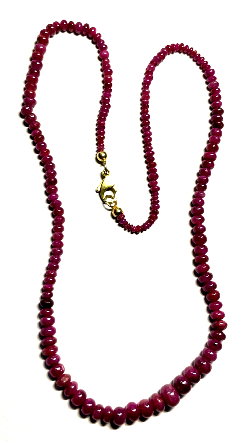 Rubin Rondelle Kette Collier Golddouble Karabiner L 44 cm Verlauf sehr gepflegt0
