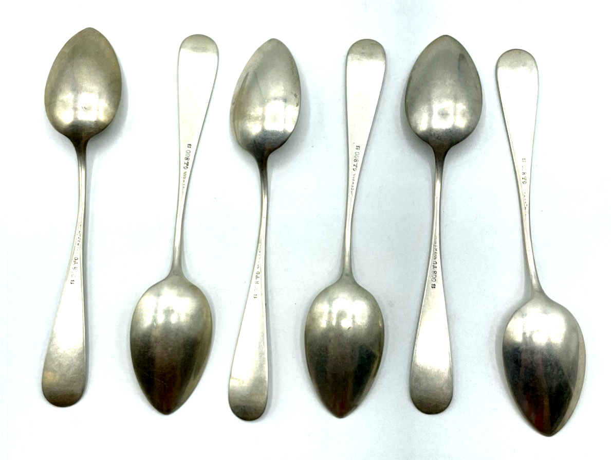 Antik M. Hoffmann 800 Silber Kaffeelöffel Teelöffel Set 6 Stück Jugendstil Dekor6