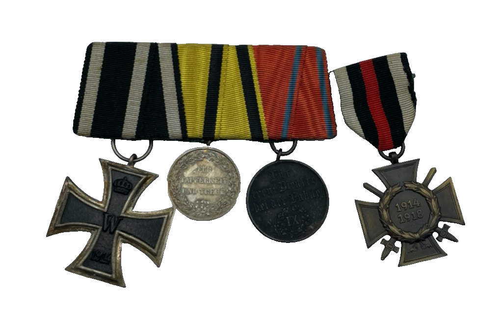 Württemberg WK I verschiedene Ehrenzeichen 4er Ordensspange Eisernes Kreuz etc.0