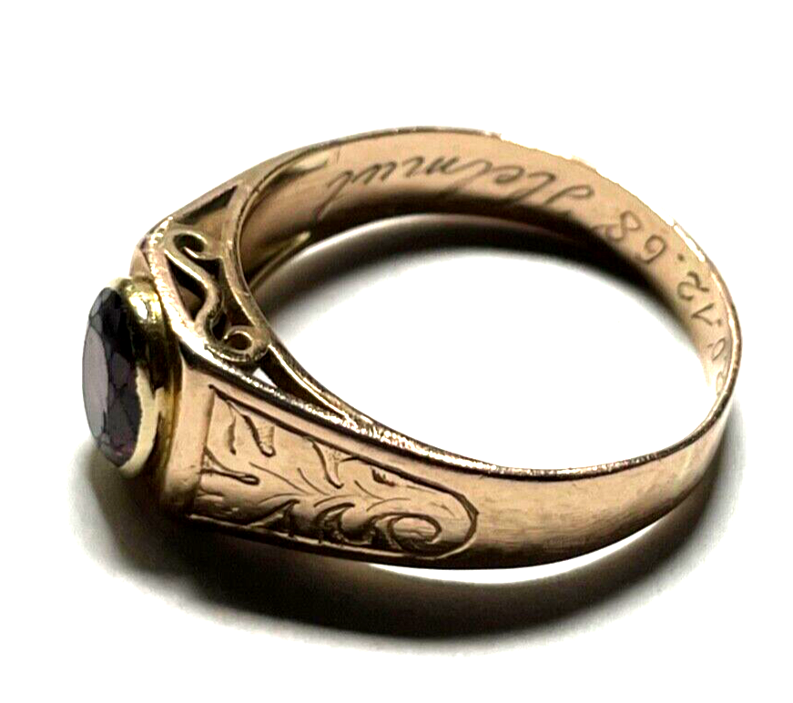 Solider 585 Gold 14 K antik Ring Rotgold Granat unisex RG 58 Ø 18,4 mm 4,5 Gramm1
