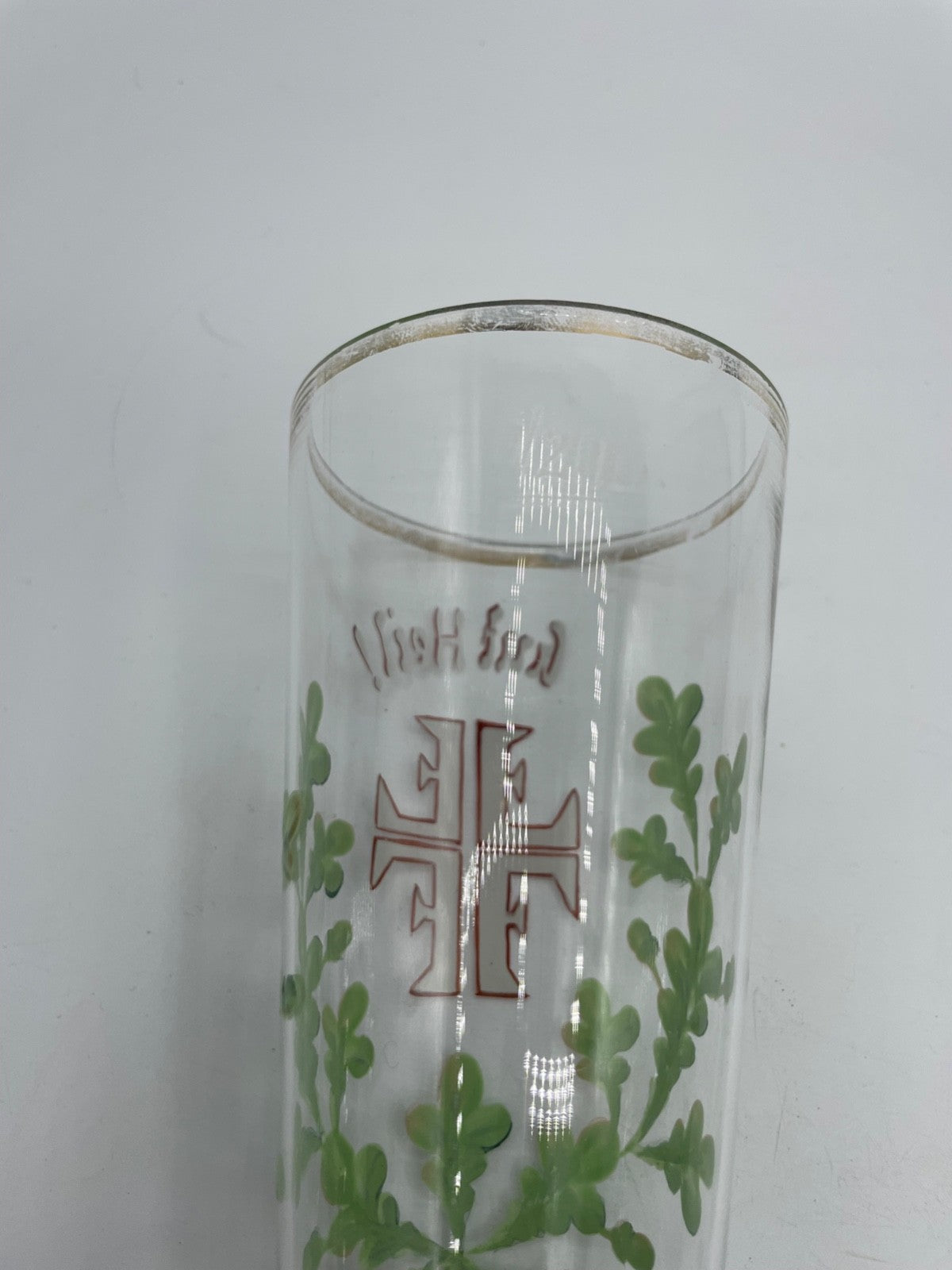 Antik Glas handbemalt Jugendstil Andenkenglas Gut Heil! Turner Bewegung um 19004