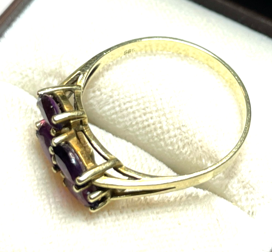 Vintage aparter 585 Gold 14 K Ring mit 4 x Amethyst elegant RG 56 Ø 18 mm4