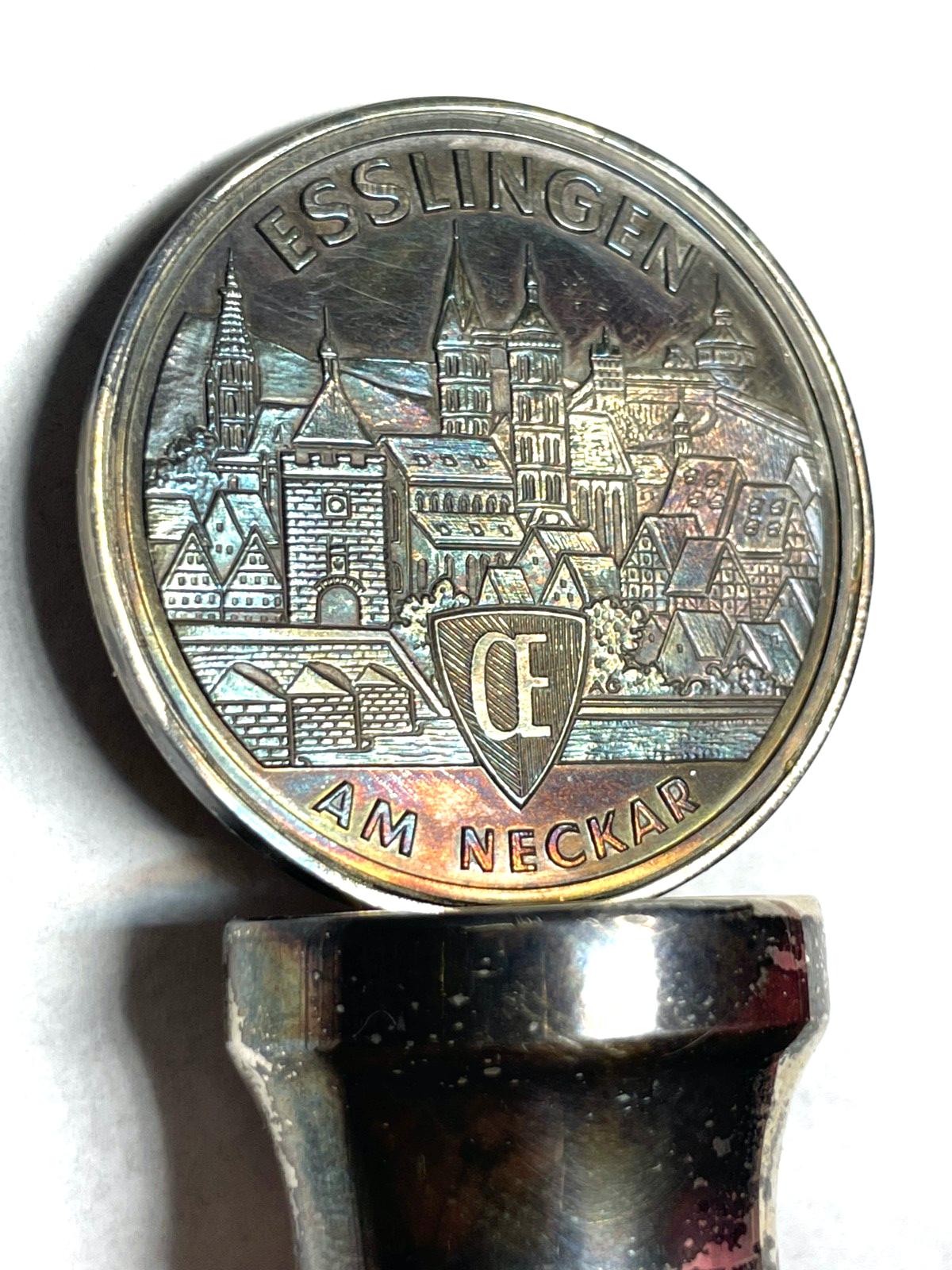 Vintage 835 Silber Flaschenkorken Freie Reichsstadt Esslingen a. N. 53,47 Gramm1