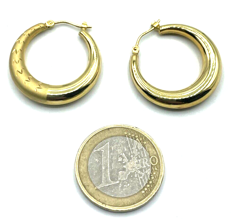 375 Gold 9 K Ohrringe Creolen 2 seitig tragbar Ø 25 mm B 5 mm Juwelier gepflegt2