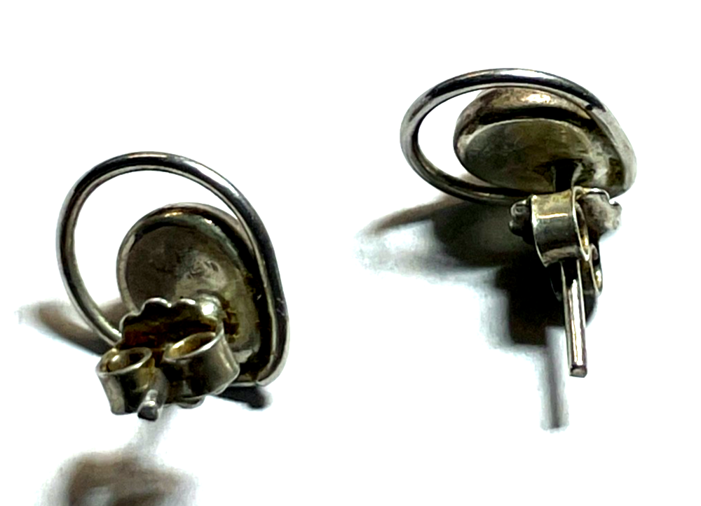 Massive 925 Silber Design Ohrstecker modern mit Bernstein sehr gepflegt Juwelier3
