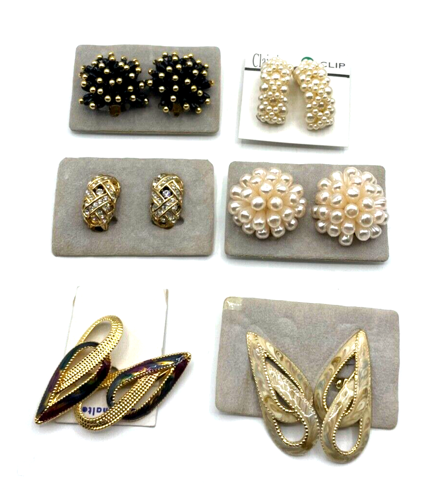 6 Paar ungetragen Ohrclips Clips vintage groß Statement Modeschmuck zeitlos chic0