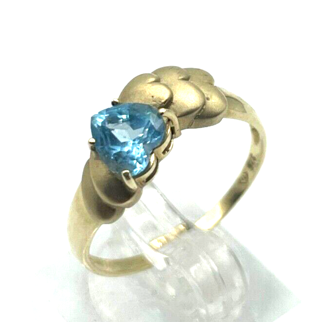 375 Gold 9 K Ring Blautopas Herz mattierte Herzen Ø 19 mm RG 60 Juwelier solide1