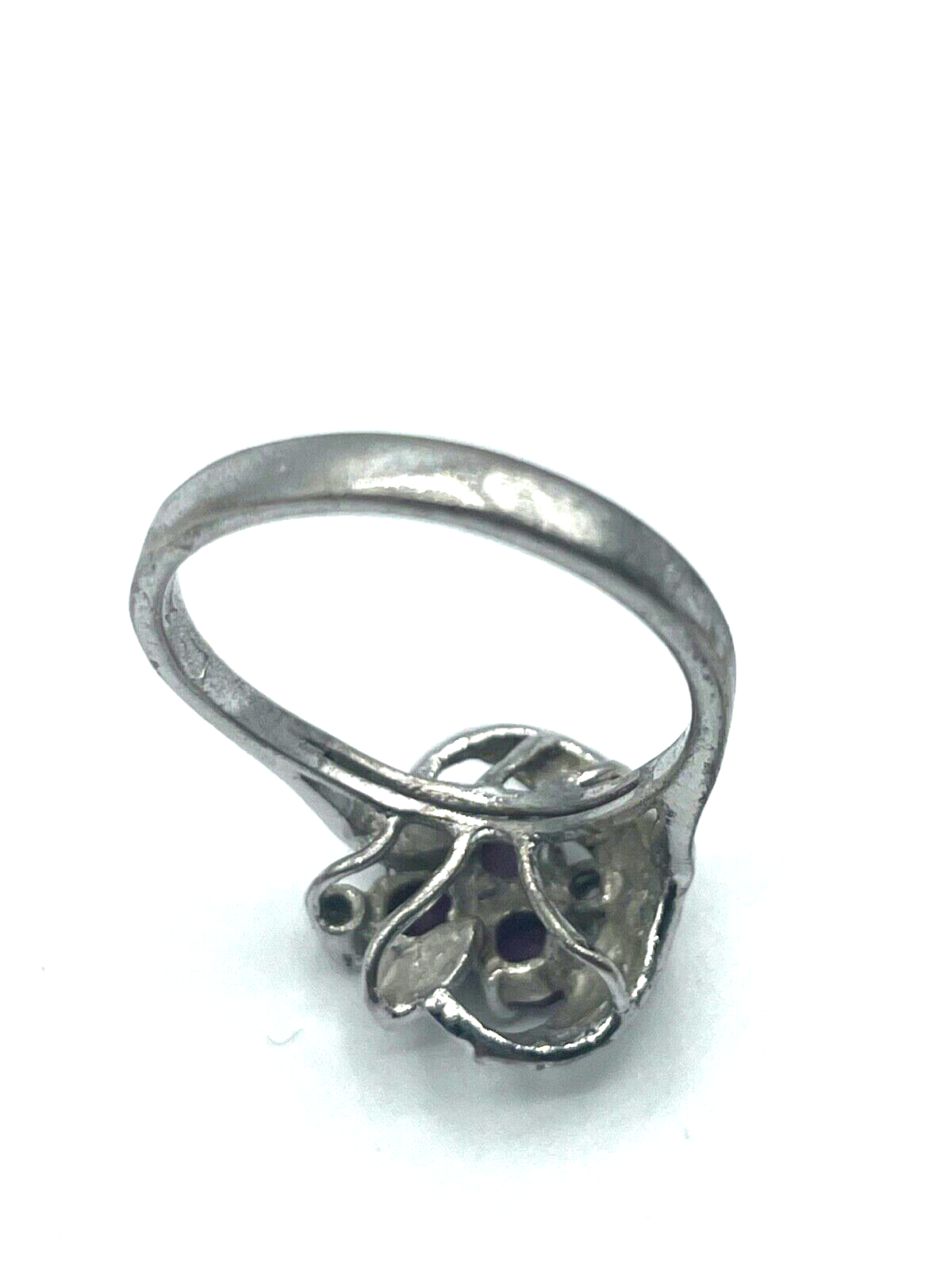 Vintage 925 Silber Ring Rubine Weißtopas Silberring elegant  Ø 16 mm RG 506