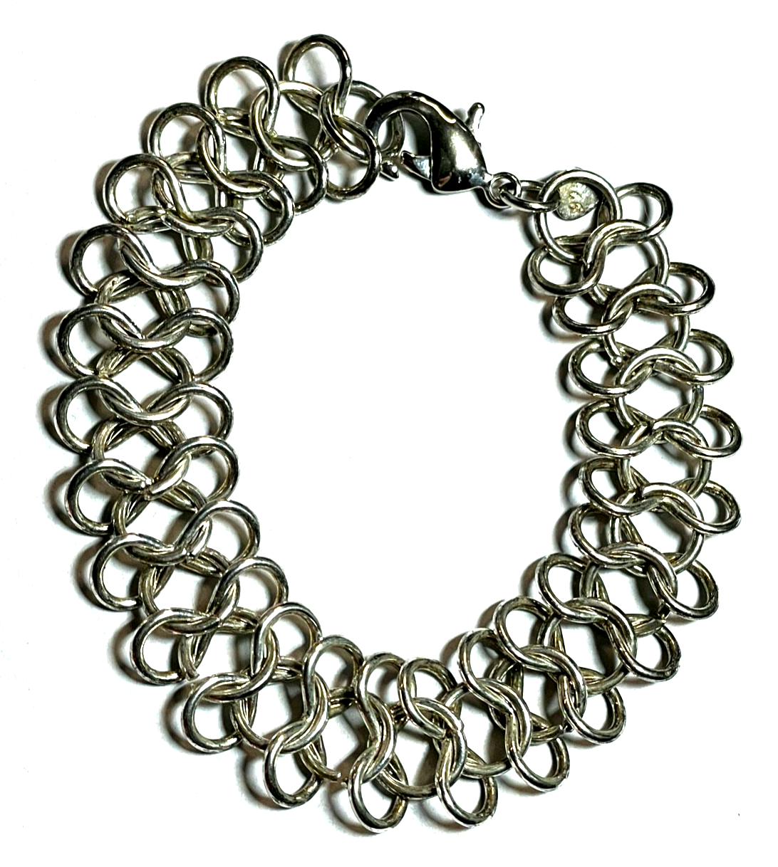 925 Silber Armband Ringe Dekor Muster Handarbeit L 20 cm B 19 mm gepfl. Armkette4