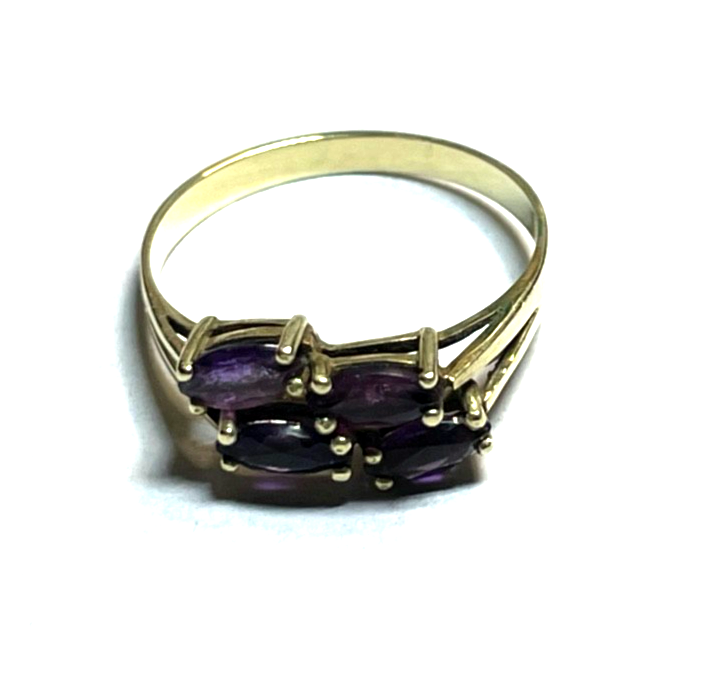 Vintage aparter 585 Gold 14 K Ring mit 4 x Amethyst elegant RG 56 Ø 18 mm8