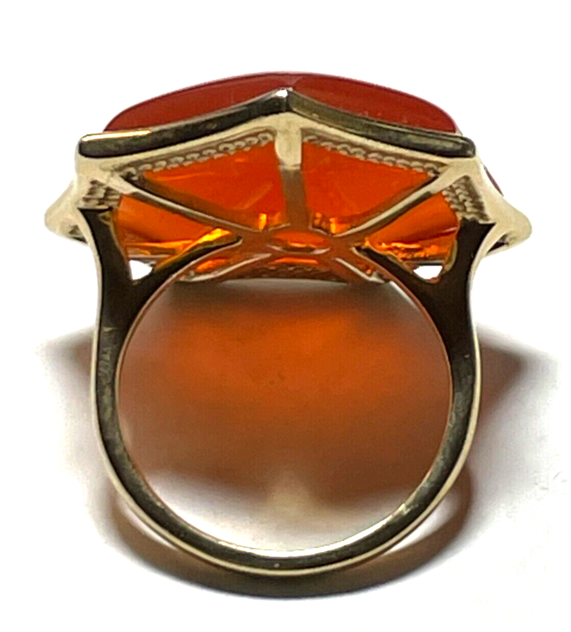 375 Gold 9 K Ring großer Karneol Cabochon Stern Ø 17 mm RG 54 Juwelier neuwertig2