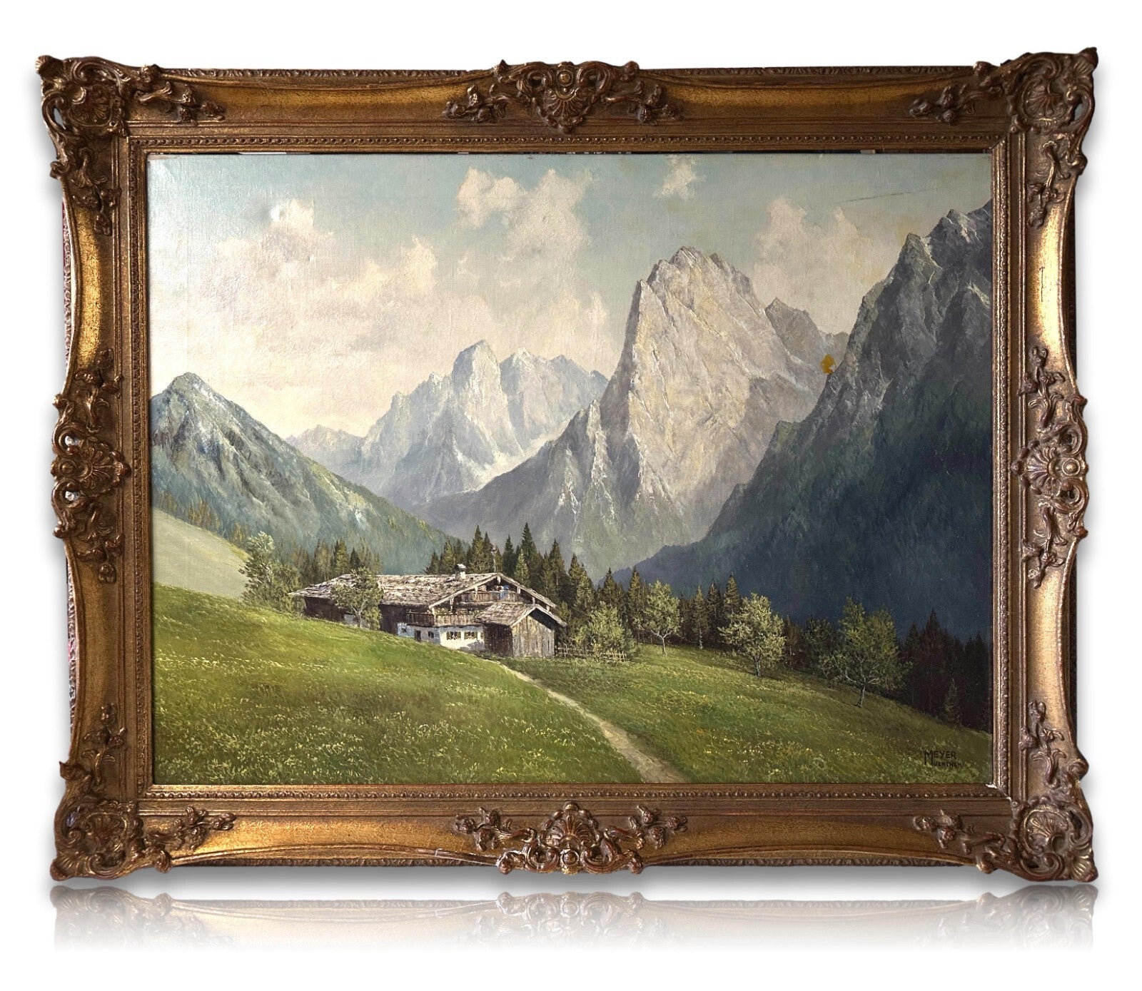 Öl auf auf Leinwand - Tiroler Hof mit wilden Kaiser - Meyer München - signiert0