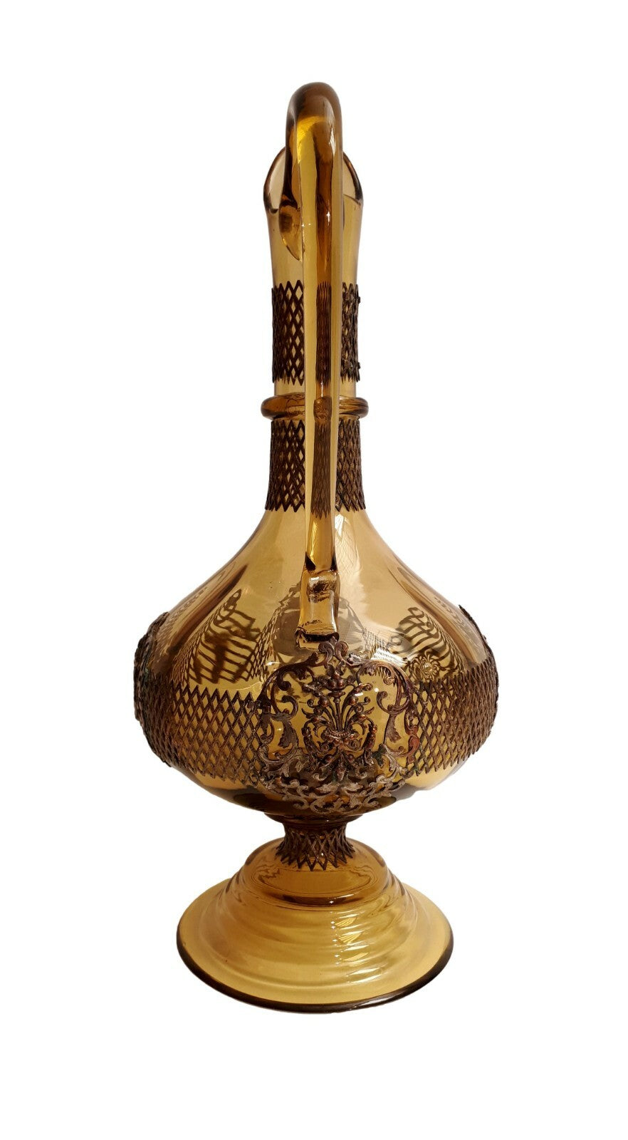 Karaffe - Glaskaraffe mit Metallmontierung - um 1880/90 - Heraldik Ornamente6