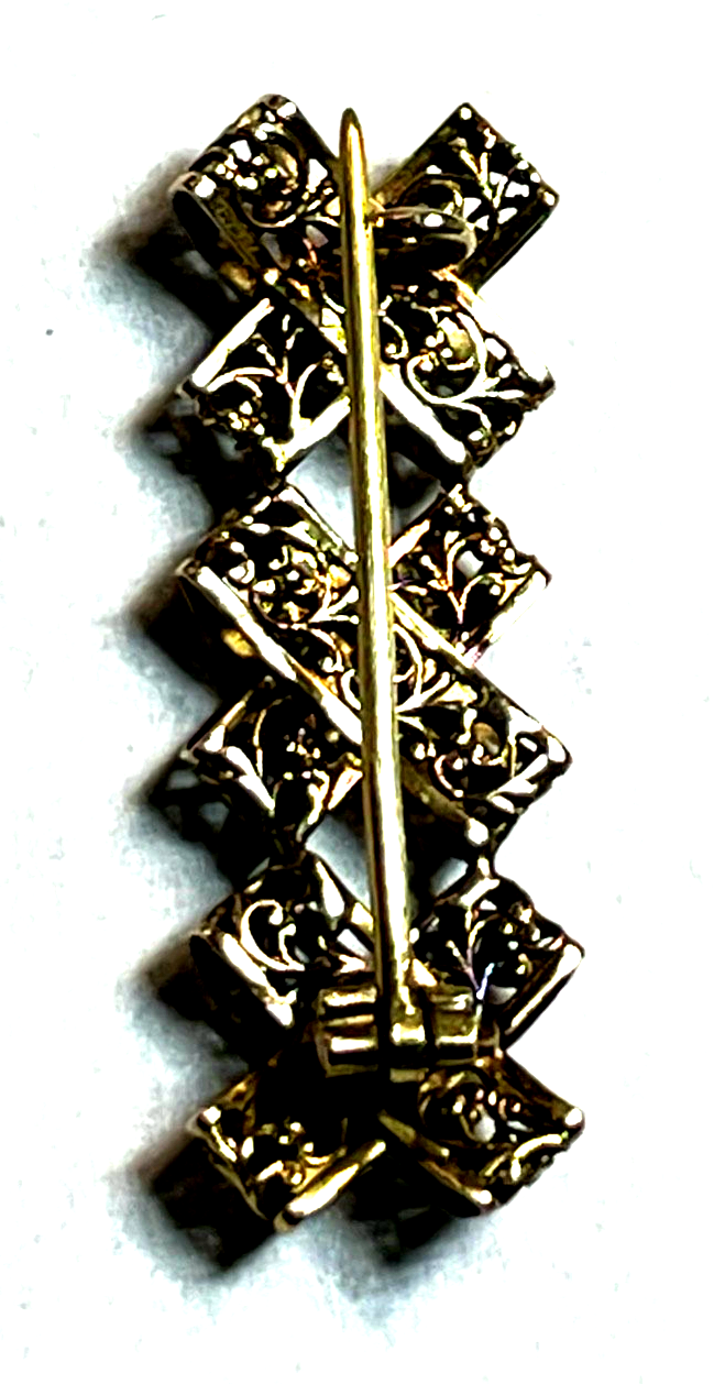 Sehr attraktive alte 585 Gold Brosche floral Durchbruch beidseitig Juwelier7