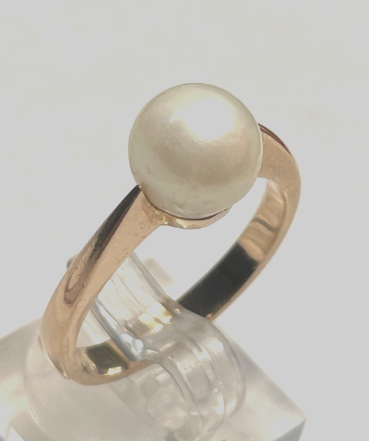 Solider zeitloser 585 Gold 14 K Ring 18 mm RG 57 Akoya Perle Rosegold Juwelier0