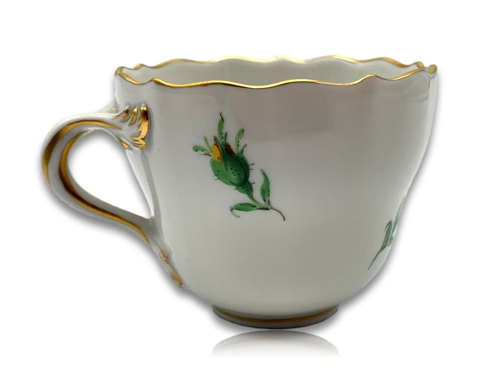 Meissen - Mokkatasse - Dekor Gelbe Rose - Handbemalt - Goldstaffage2