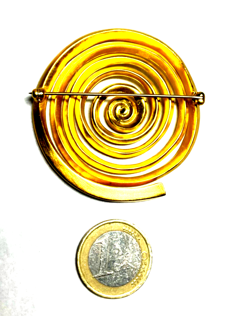 Große Replik imposante Spiralbrosche keltisch Unendlichkeit Brosche matt Gold7