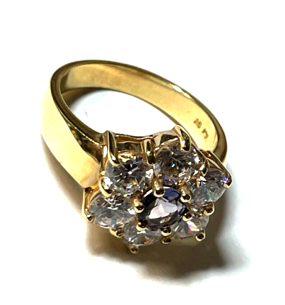 925 Silber Ring vergoldet Silberring üppig Zirkonia Amethyst Lila Ø 19 mm RG 6015