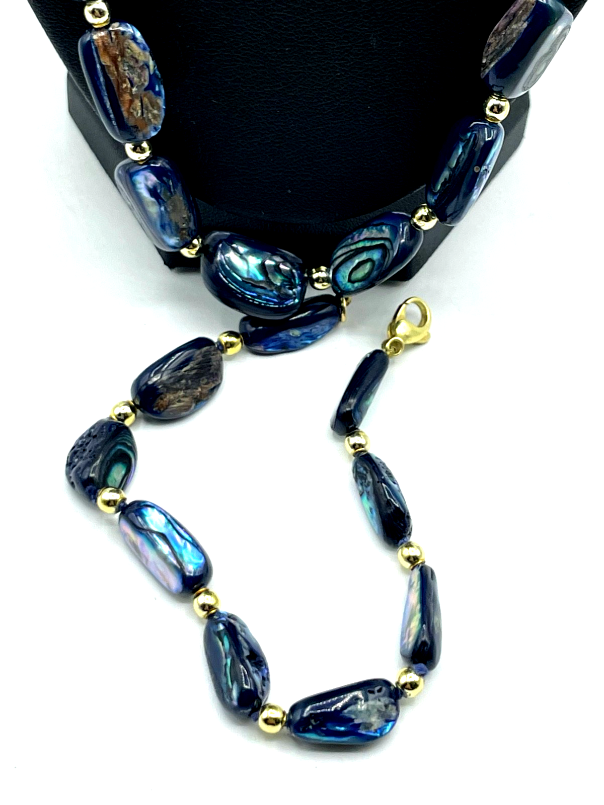 Elegant Paua Muschel Abalone Set Halskette + Armband sehr gepflegt + wunderschön0