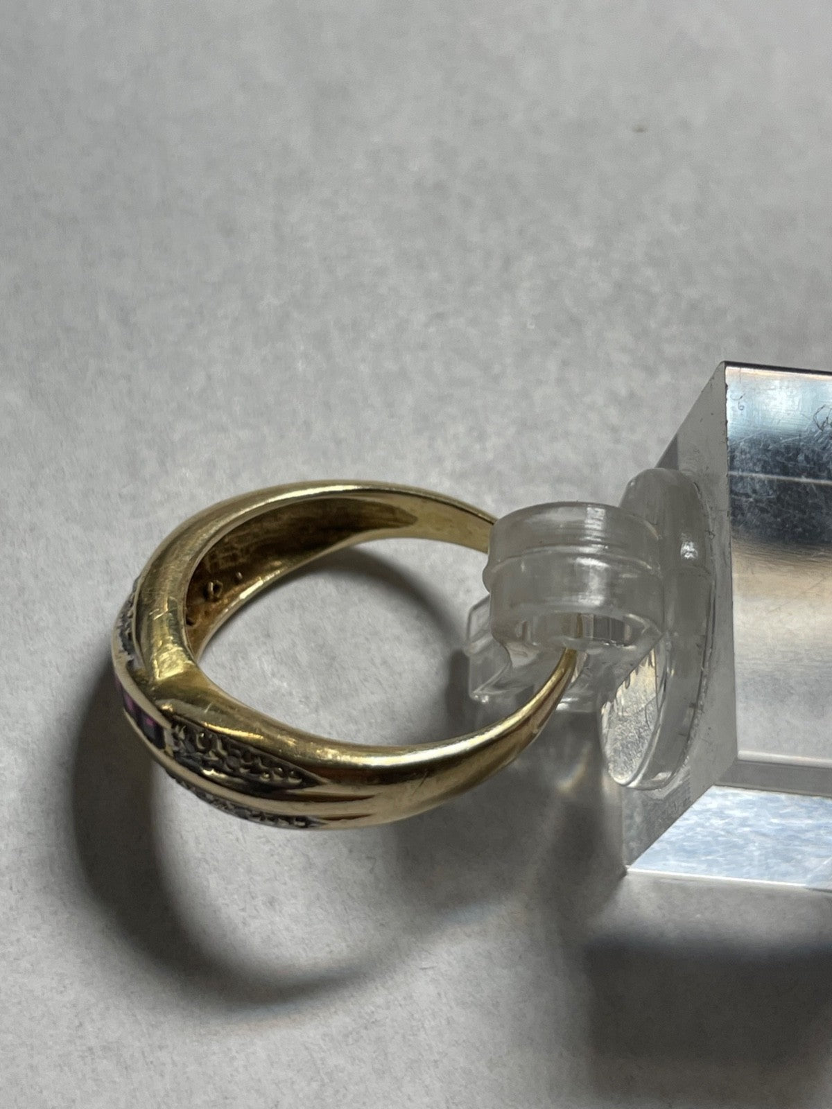585 Gold 14 K Ring 5 x Rubin + 12 Diamanten Bandring RG 54 Ø 17,2 mm sehr gepfl5