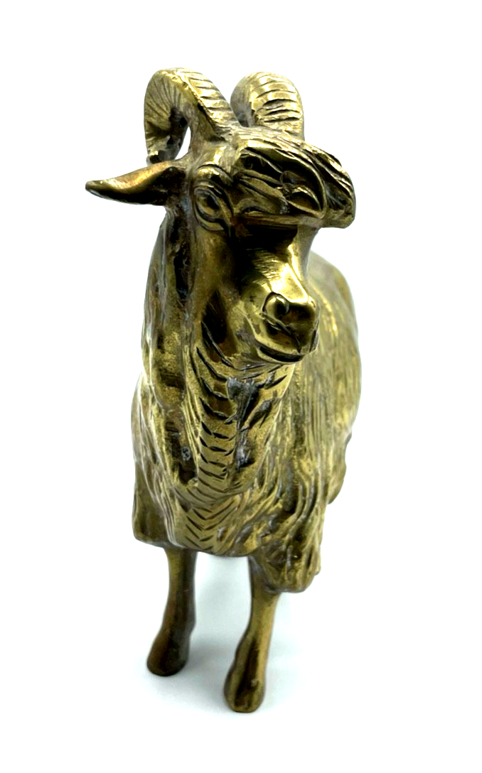 Gr. vintage Messing Bronze Tier Figur Ziege sehr dekorativ 2KG Ziegenbock H 19cm3