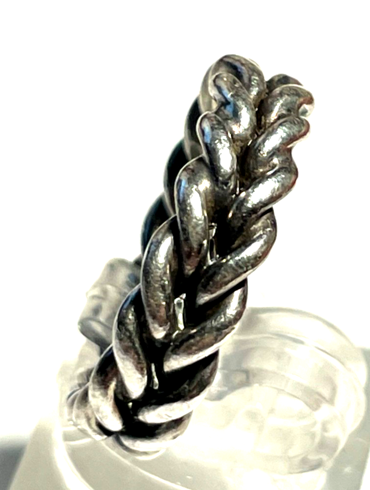 Solider 925 Silber Bandring Kettenring unbeweglich Zopfmuster unisex RG 53 B 6mm2
