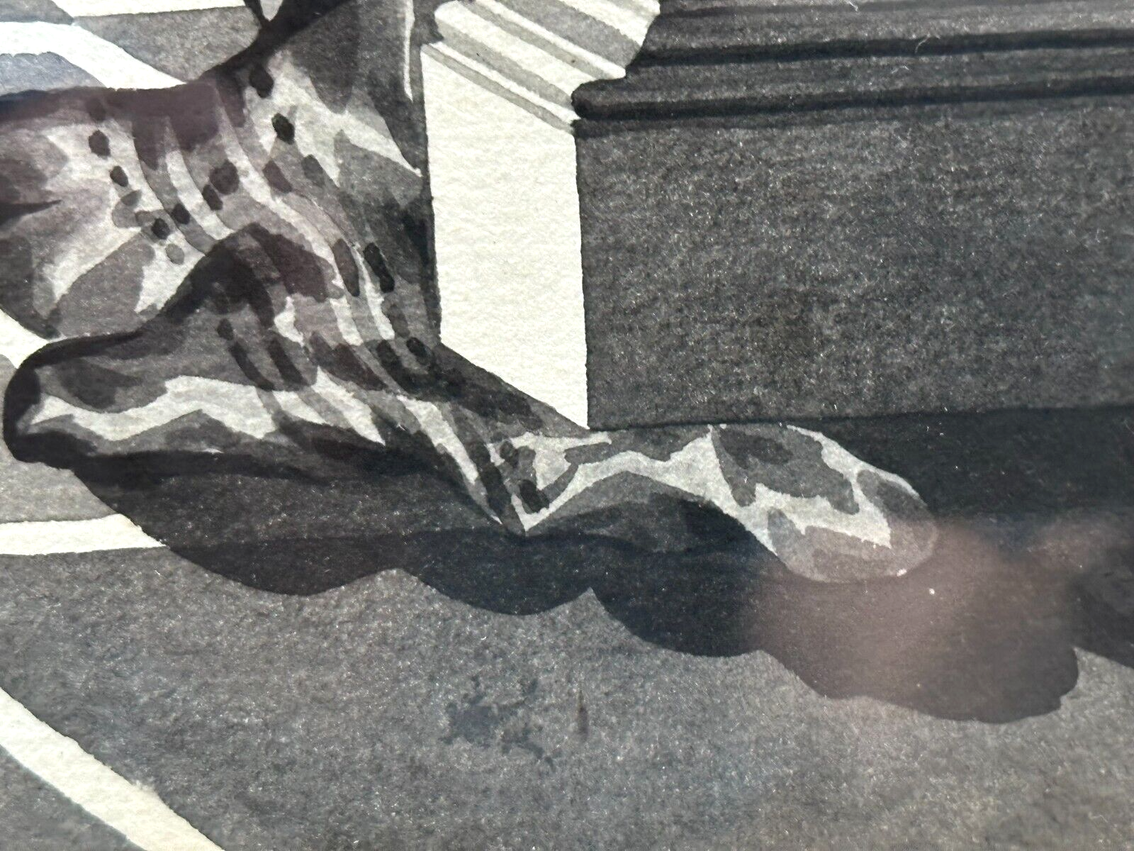 Mischtechnik auf Papier - klassizistisches Bühnenbild 1786 mit Silhouette - bez.14