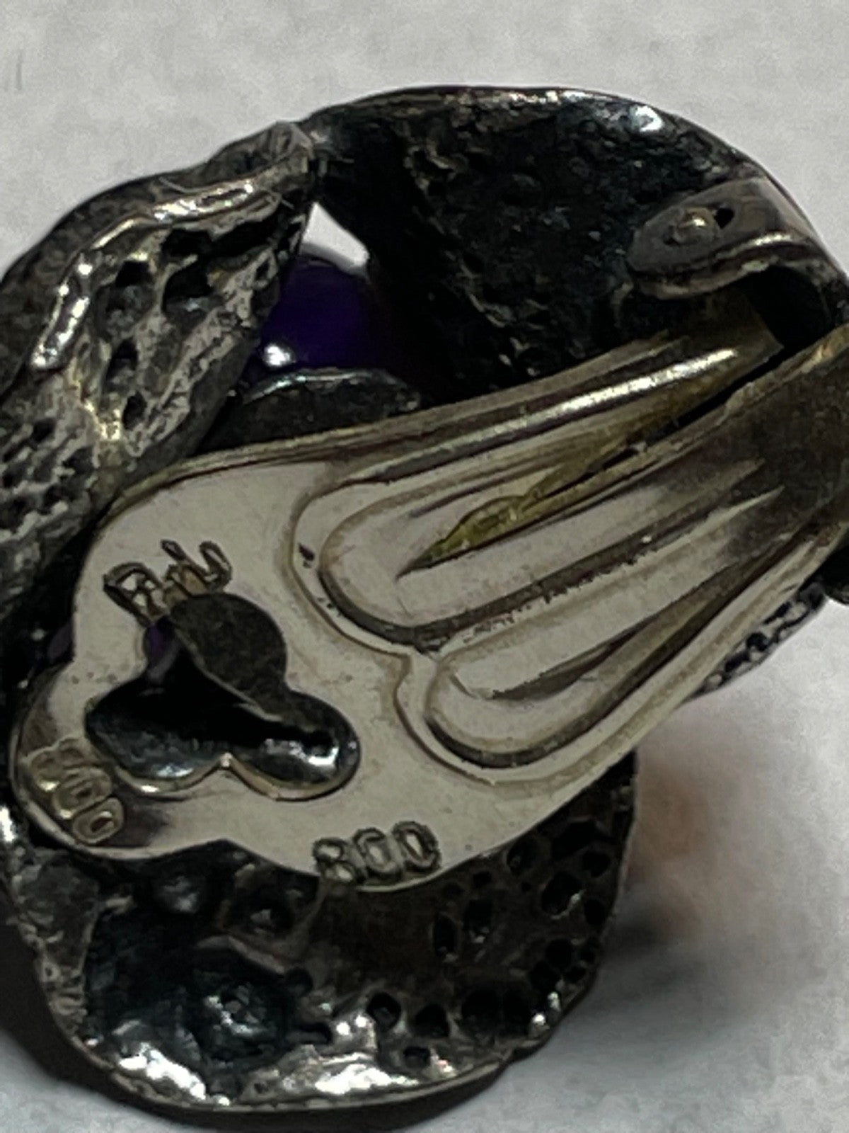 Stattlich elegante vintage 800 Silber Ohrclips Clips Amethyst Modernist Design4