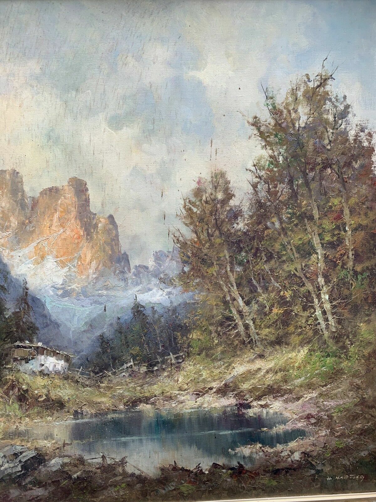 Heinrich Hartung - Ölgemälde - Öl auf Leinwand - Südtirol - Barocker Rahmen5