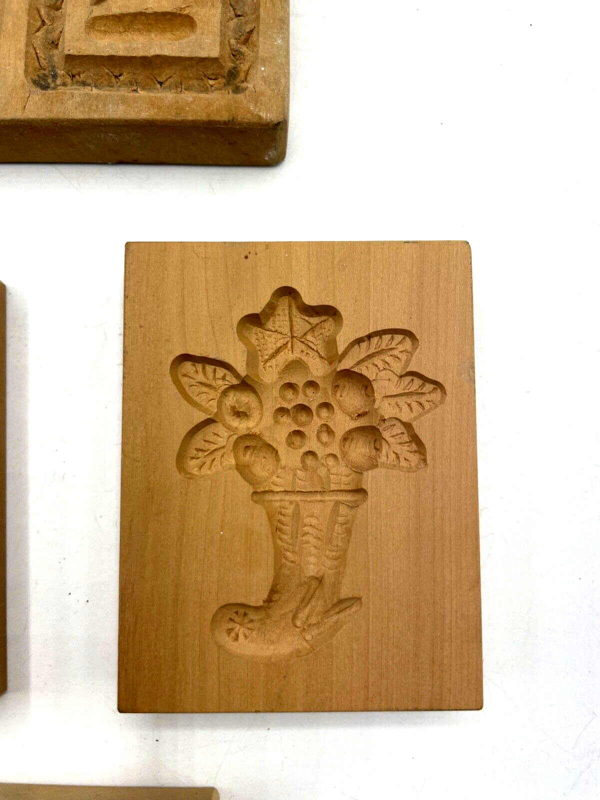 4x kl. Holzmodel Springerle Model Backmodel Holz Handarbeit diverse Motive Rose3