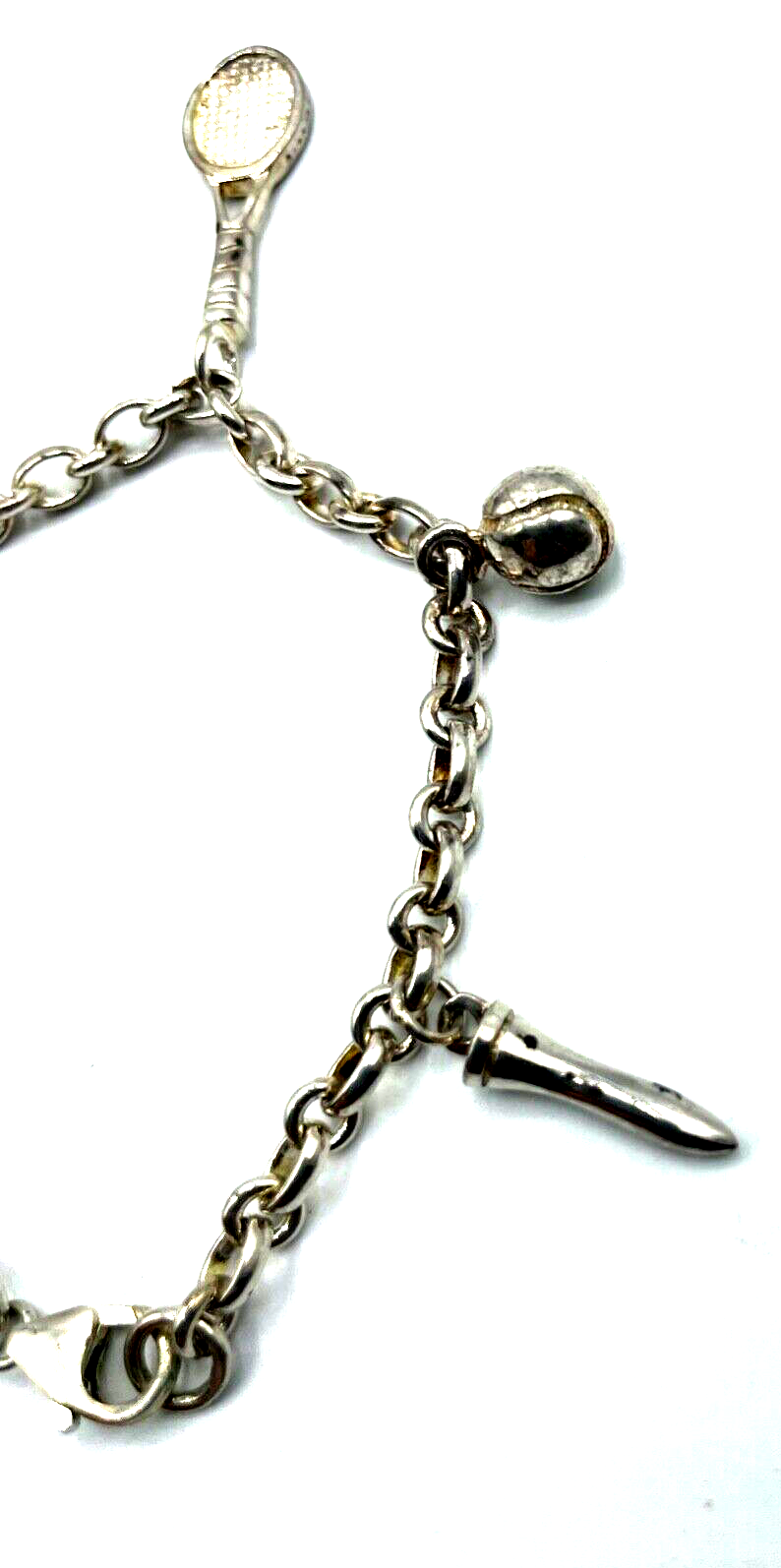 Massiv Sterling 925 Silber Armband 5 Sport Charm L 18,5 cm Golf Tennis erweitern3