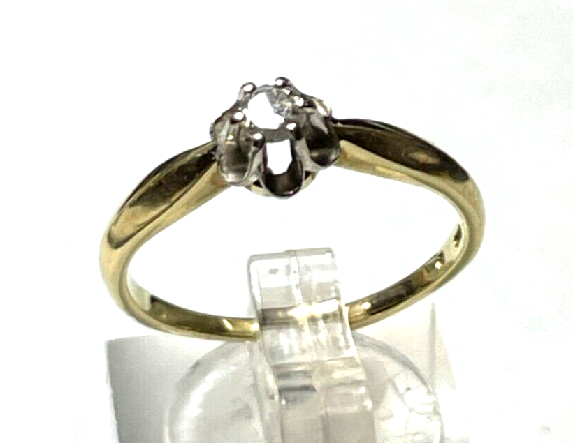 585 Gold 14 K Ring Vorsteckring Brillant 0,15 ct Ø 18,4 mm RG 58 Juwelier gepfl1