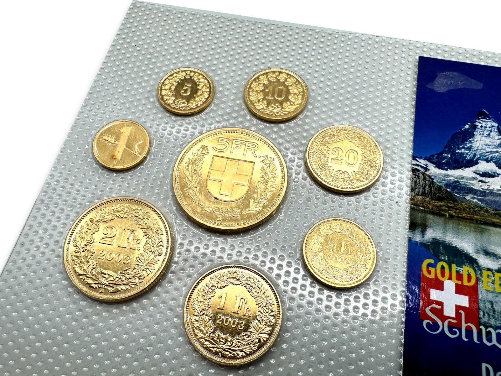 Schweiz KSM Kursmünzsatz 2003 Franken - 24 ct vergoldet - Limitierte Edition3