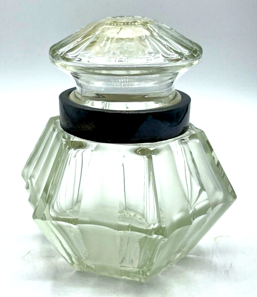 Antik 835 Silber Rand formschöne Glas Deckeldose Halbmond Krone Löwe Punzen topp0