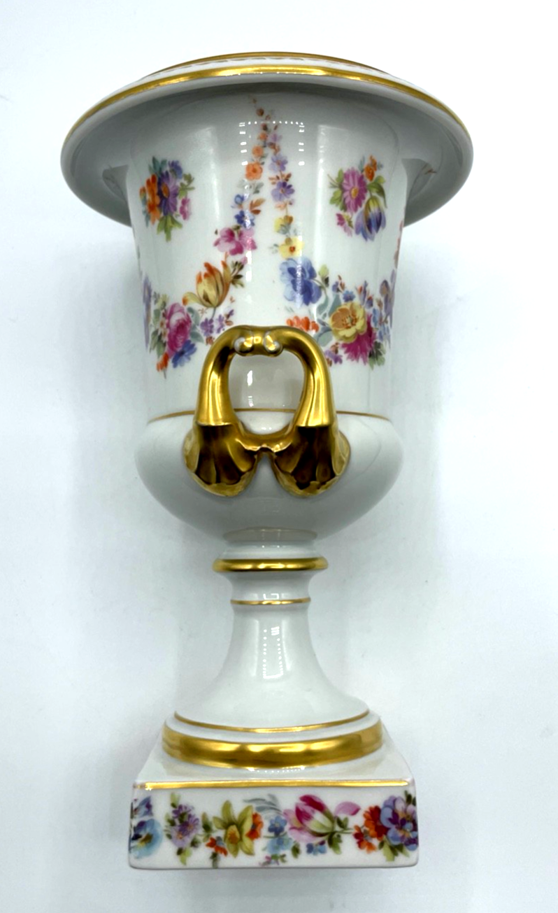 20er J Krautheim Porzellan Amphoren Vase attraktive Pokalvase handbemalt Gold10