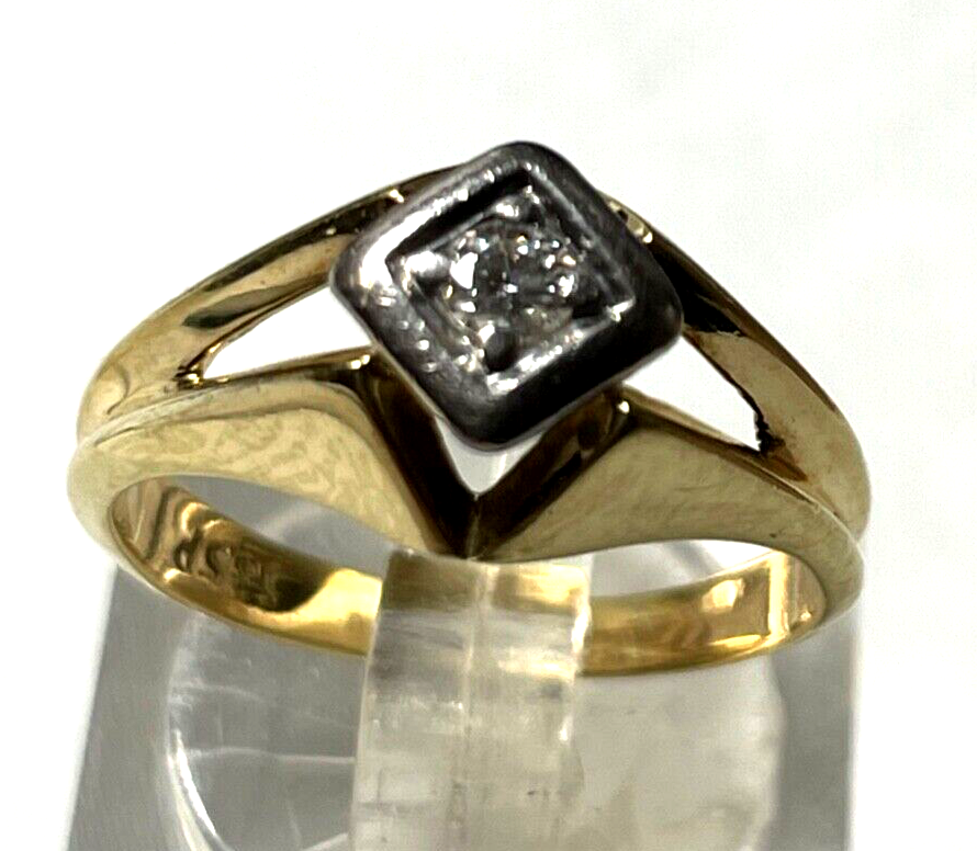 Solider 585 Gold 14 K Ring Solitär Brillant 0,10 ct Ø 16 mm RG 51 Juwelier gepfl0