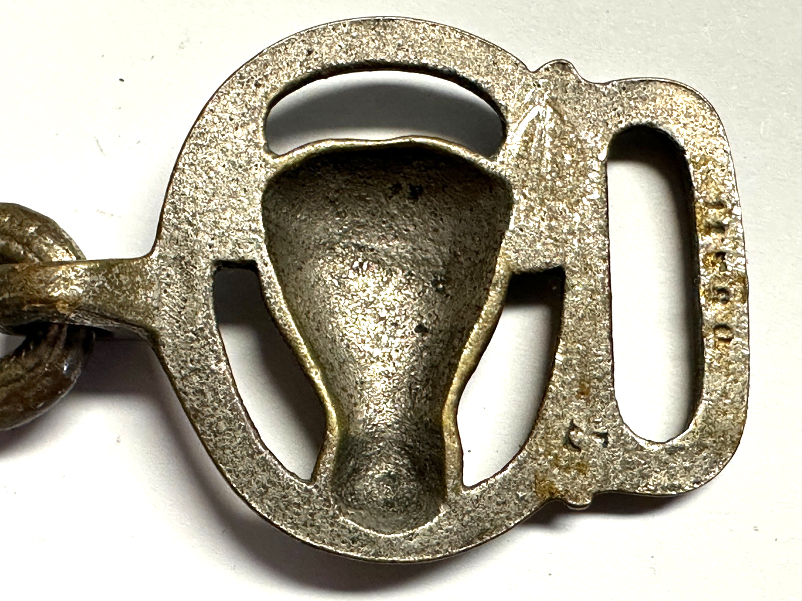 Metzger Zunft-Koppelschließe um 1920/30 – Doppel-Stierkopf - Schlangen-Haken12