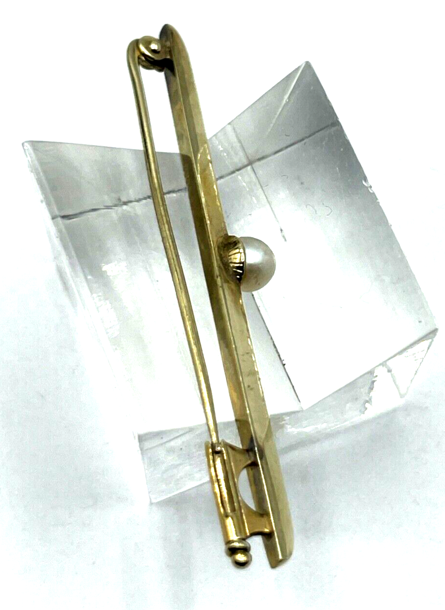 333 Gold 8K Gelbgold klassische Stabbrosche Anstecknadel mit echter Perle2