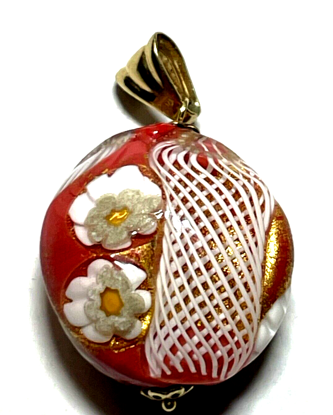 Edler 375 Gold 9 K Murano Glas Anhänger Juwelier Handarbeit floral Amulett gepfl2