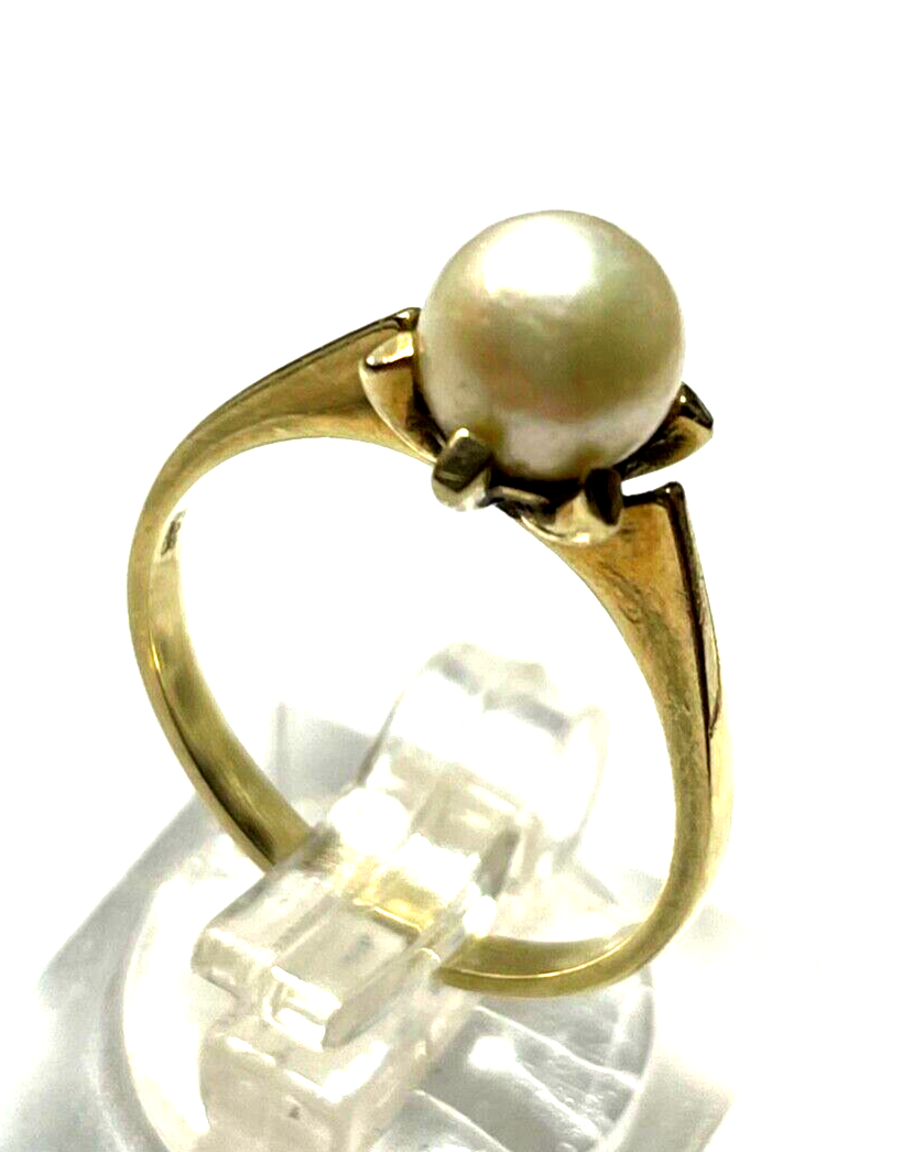 Solider Klassiker 585 Gold 14 K Ring RG 53 mit Akoya Perle Juwelier gepflegt0