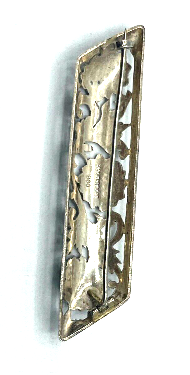 Antik 800 Silber Brosche Anstecknadel mit Durchbruch Distel Muster Handarbeit5
