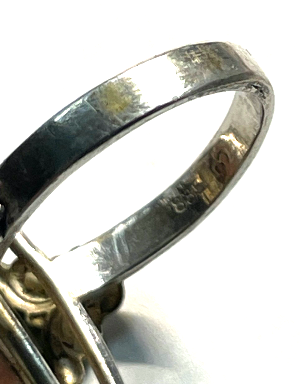 Antik 835 Silber Ring Achat Cabochon 30erJ Fassung Ø 16,5 mm RG 52 Handarbeit5