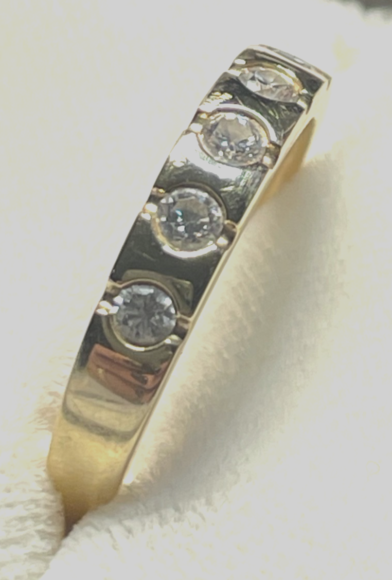 Solider massiver 750 Gold 18 K Ring 5 Brillanten 0,5ct. Ø 17,8 mm RG 56 Juwelier5