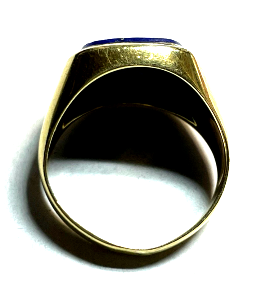 585 Gold 14 K Herrenring Ring Siegelring Lapislazuli Tafel Ø 20 mm RG 63 klassik7