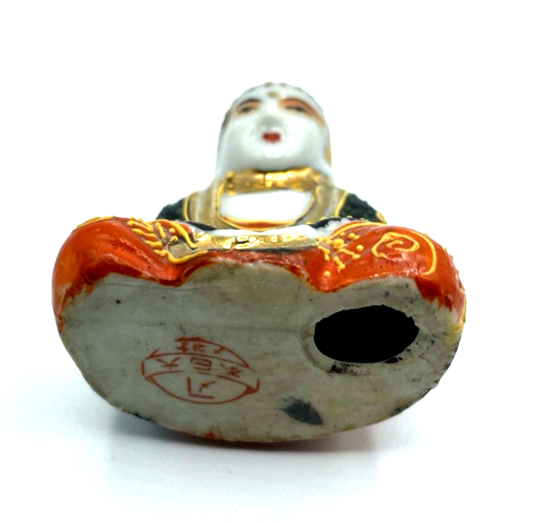 Antik Satsuma Porzellan Buddha Hankoka Moriage Handbemalt Japan um 1900 / 19203