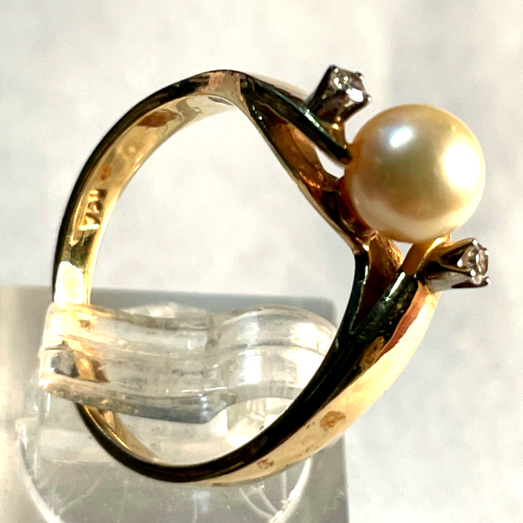Klassiker 750 Gold 18 K Ring 17,5 mm RG 55 Akoya Perle 2 Brillanten 0,04 ct6