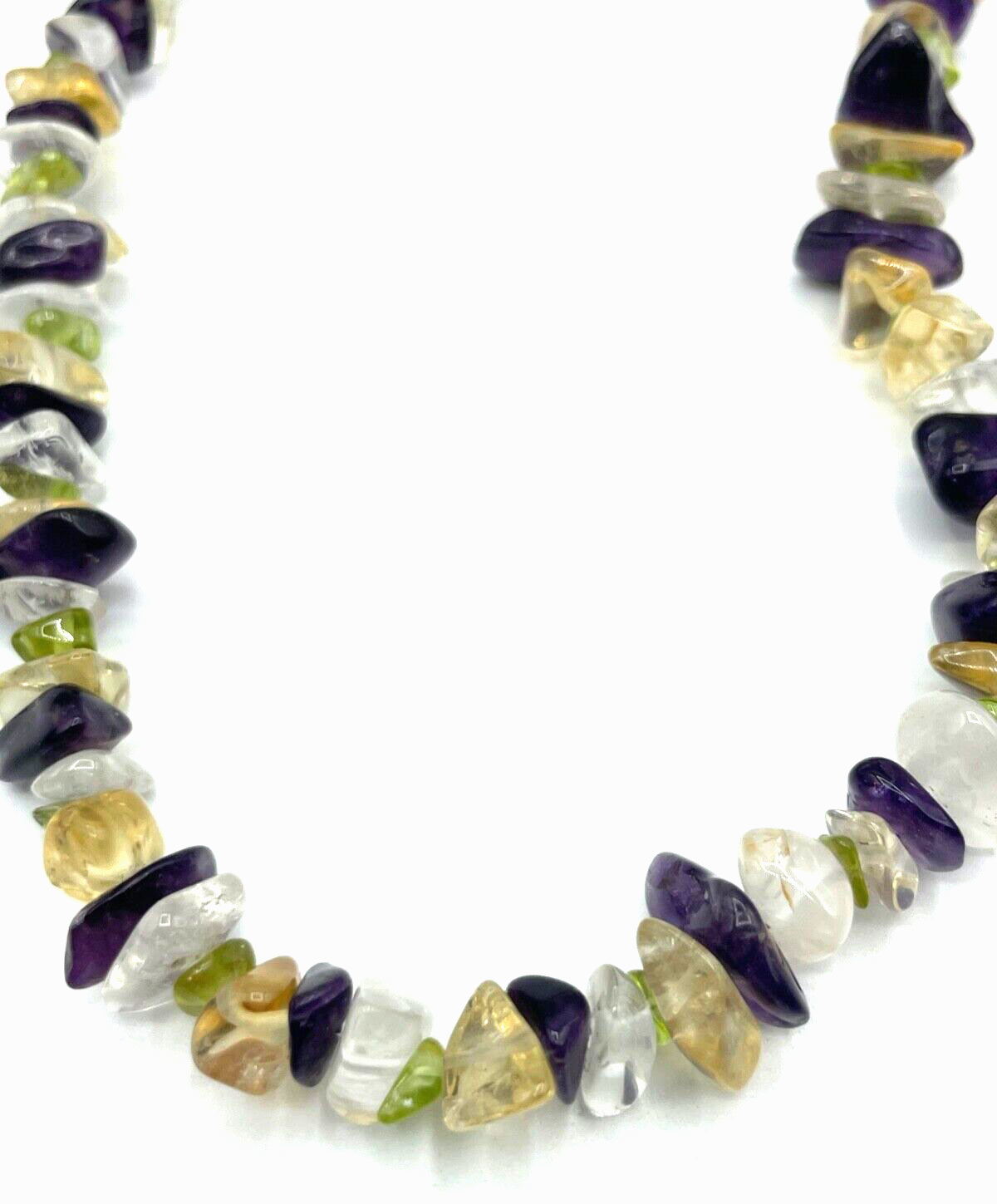 Aparte Edelstein Kette Collier Amethyst Citrin Peridot Bergkristall 42cm Silber0